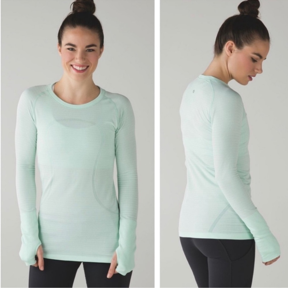 Lululemon Swiftly Tech Long Sleeve Crew Heathered Sea Mist Top Shirt Mint